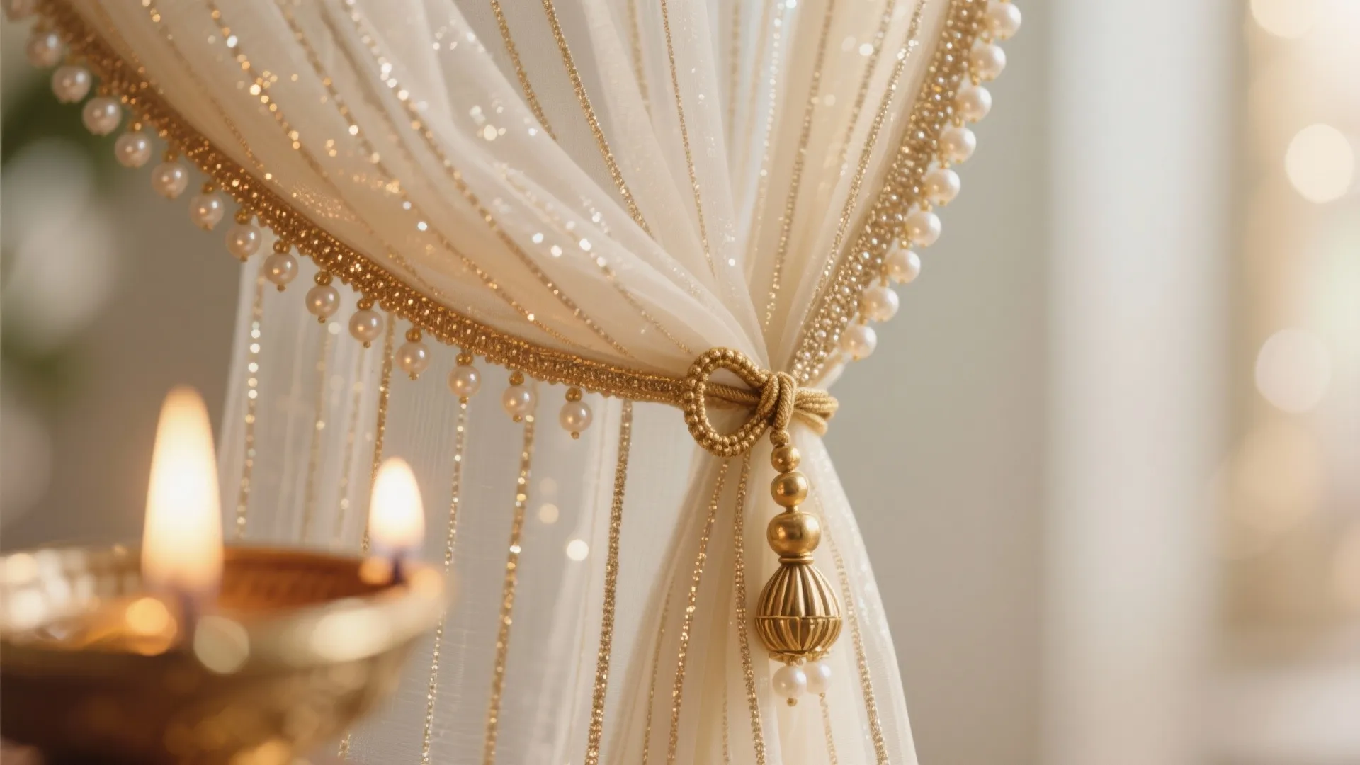 Subtle Metallic Threads or Beaded Sheers (Seasonal Sparkle)