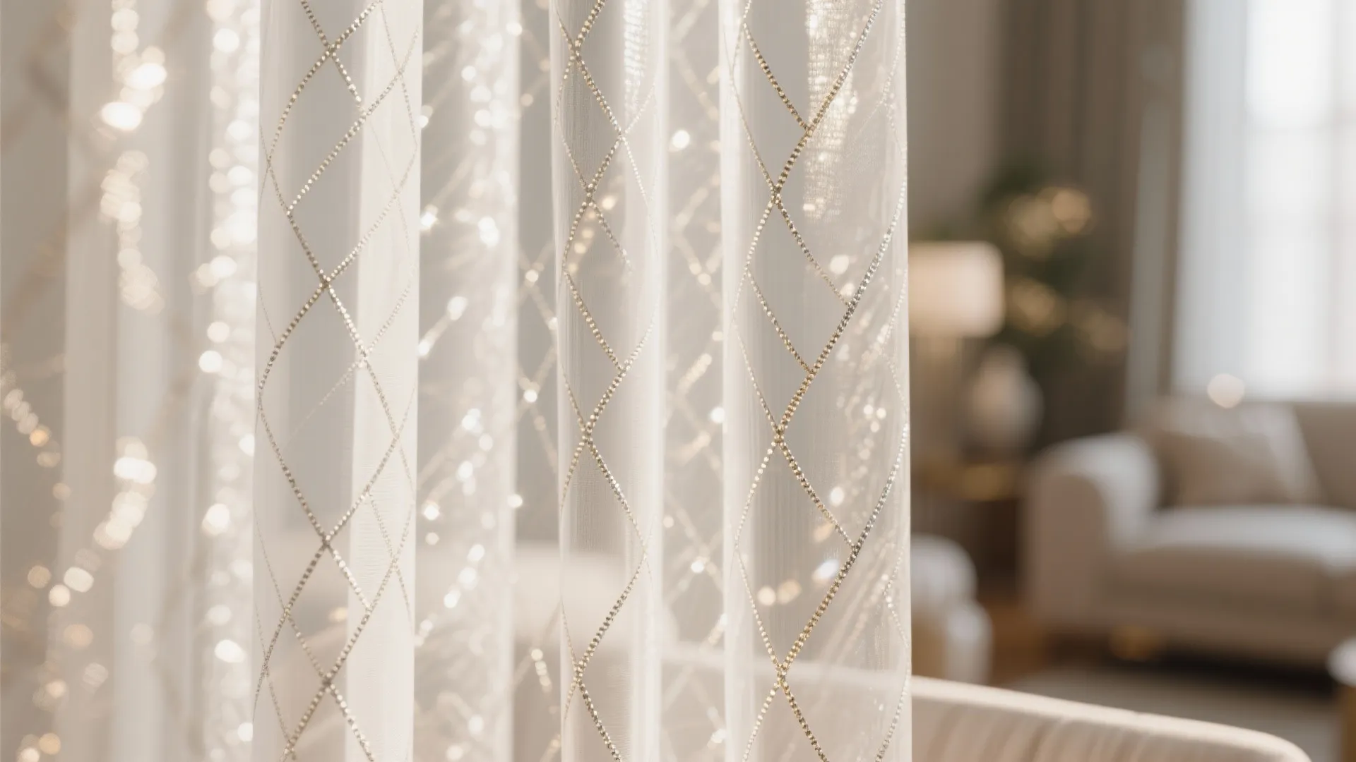 White Sheers with Metallic Thread Accents