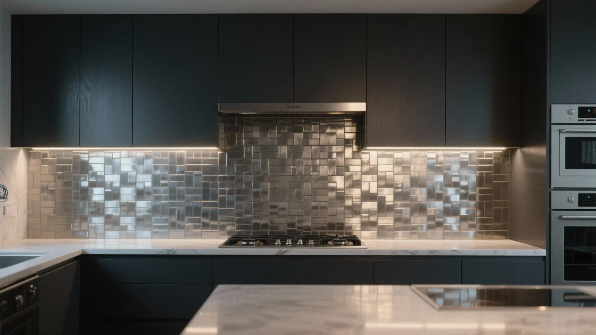 2. Metallic tiles — modern glamour