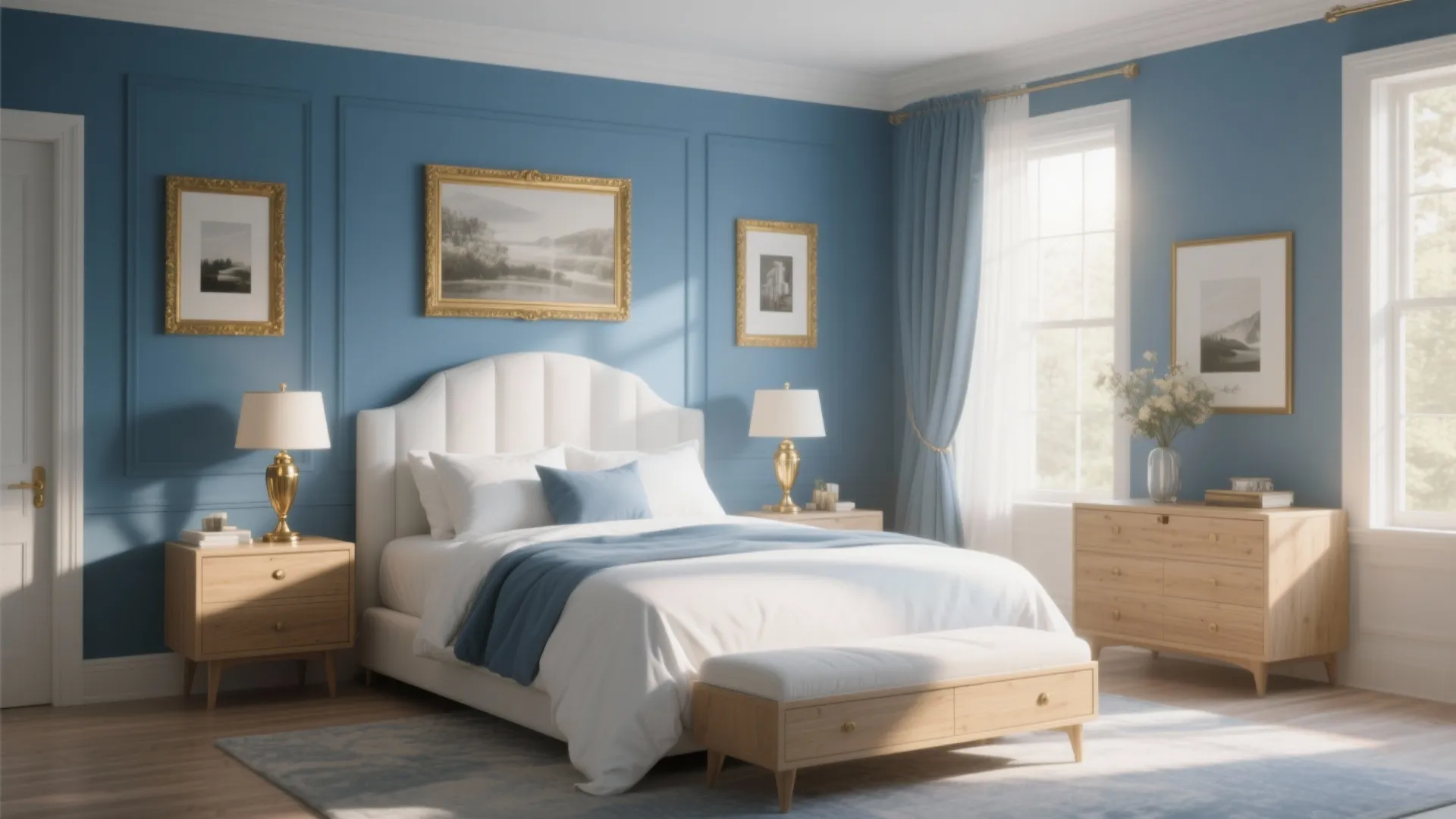 5. Metallic and Wood Accents