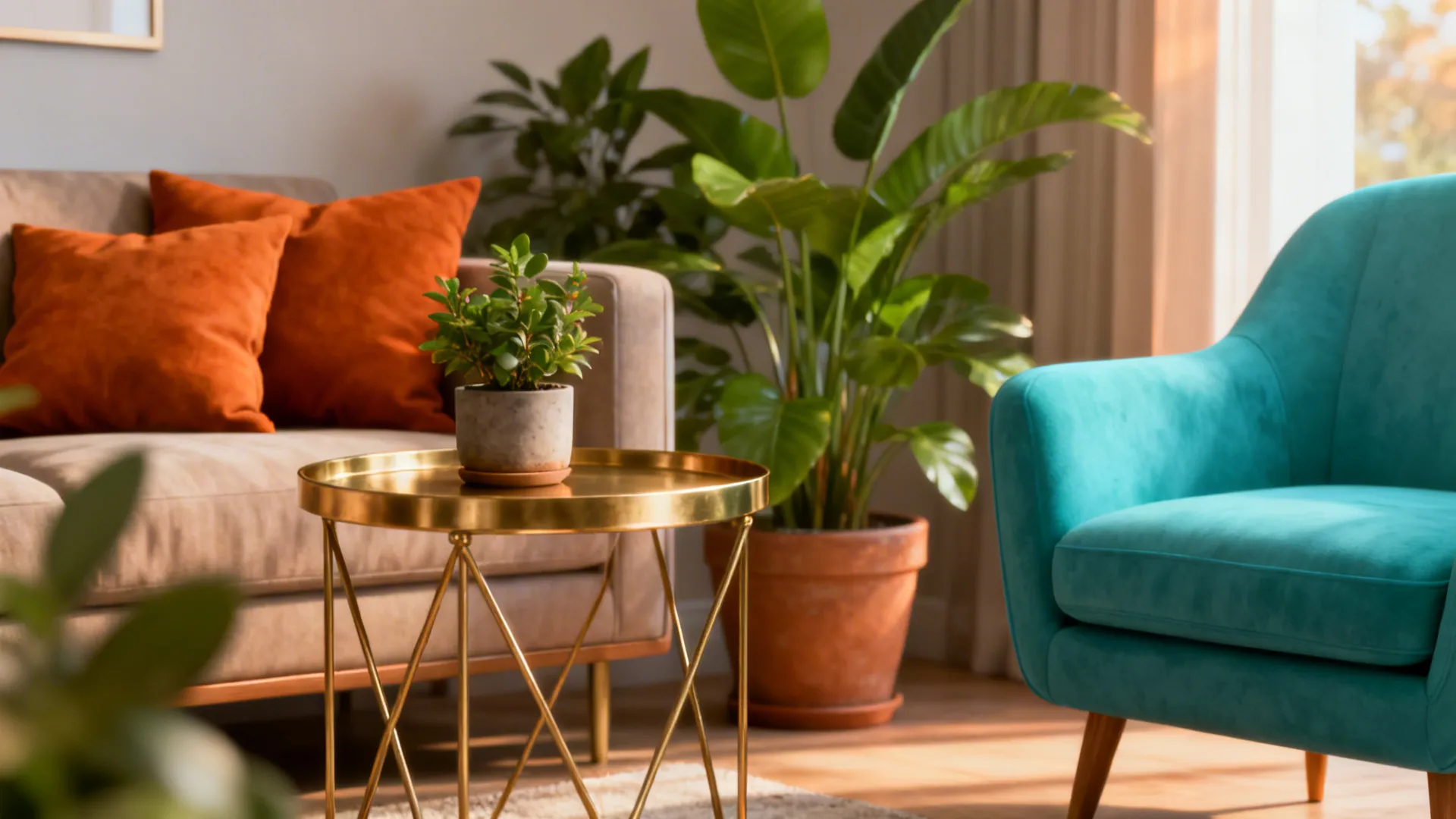 5. Introduce small metallics and greenery for contrast