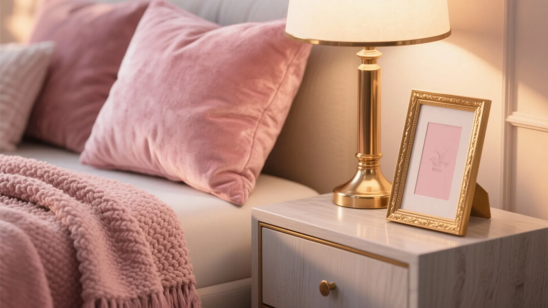 Mixed metals + pink textiles for an instant glow