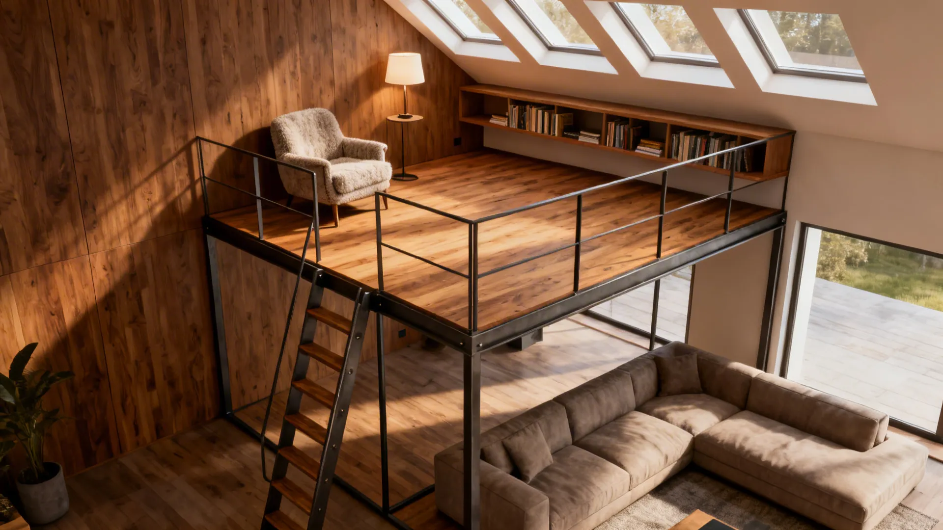 3. Mezzanine or Floating Library Nook