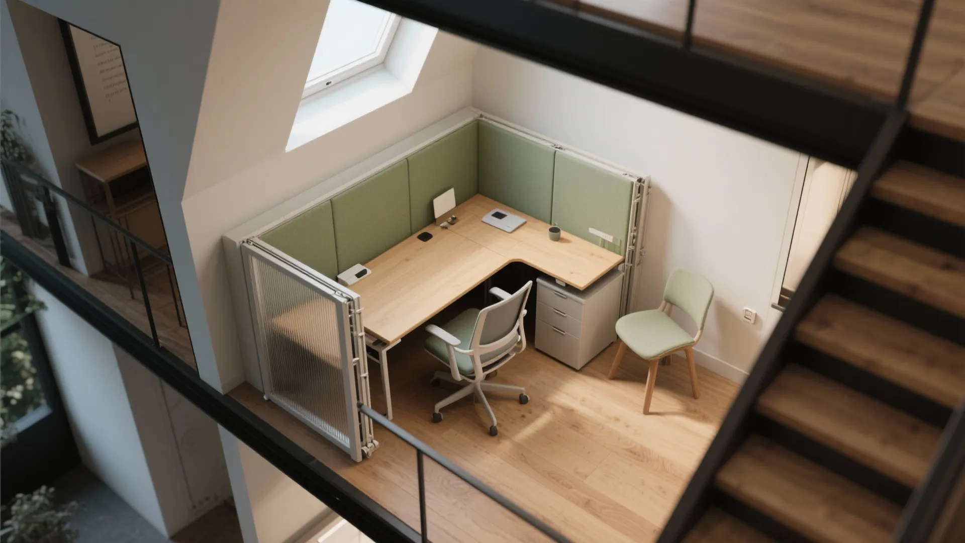 3. Mezzanine Mini-Office that Disappears