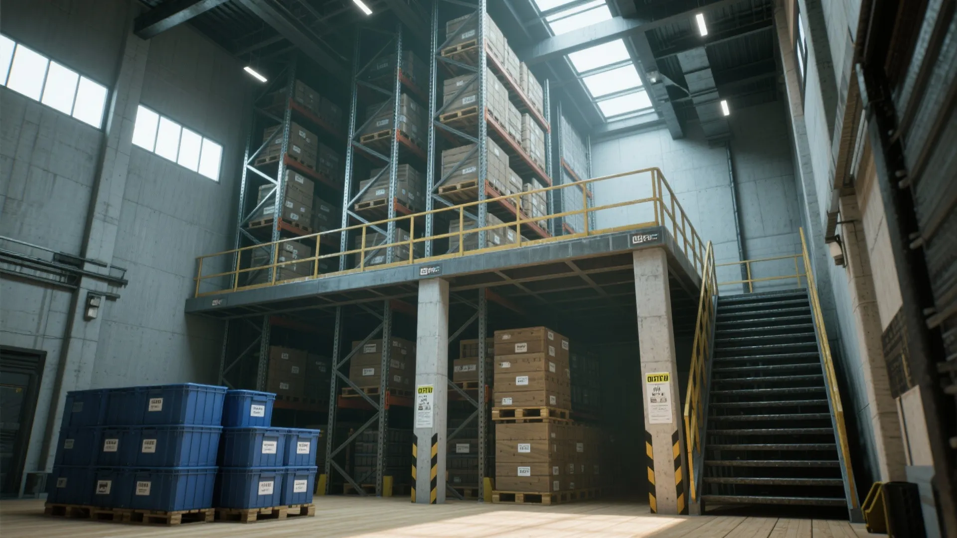2. Go vertical — mezzanines and tall racking