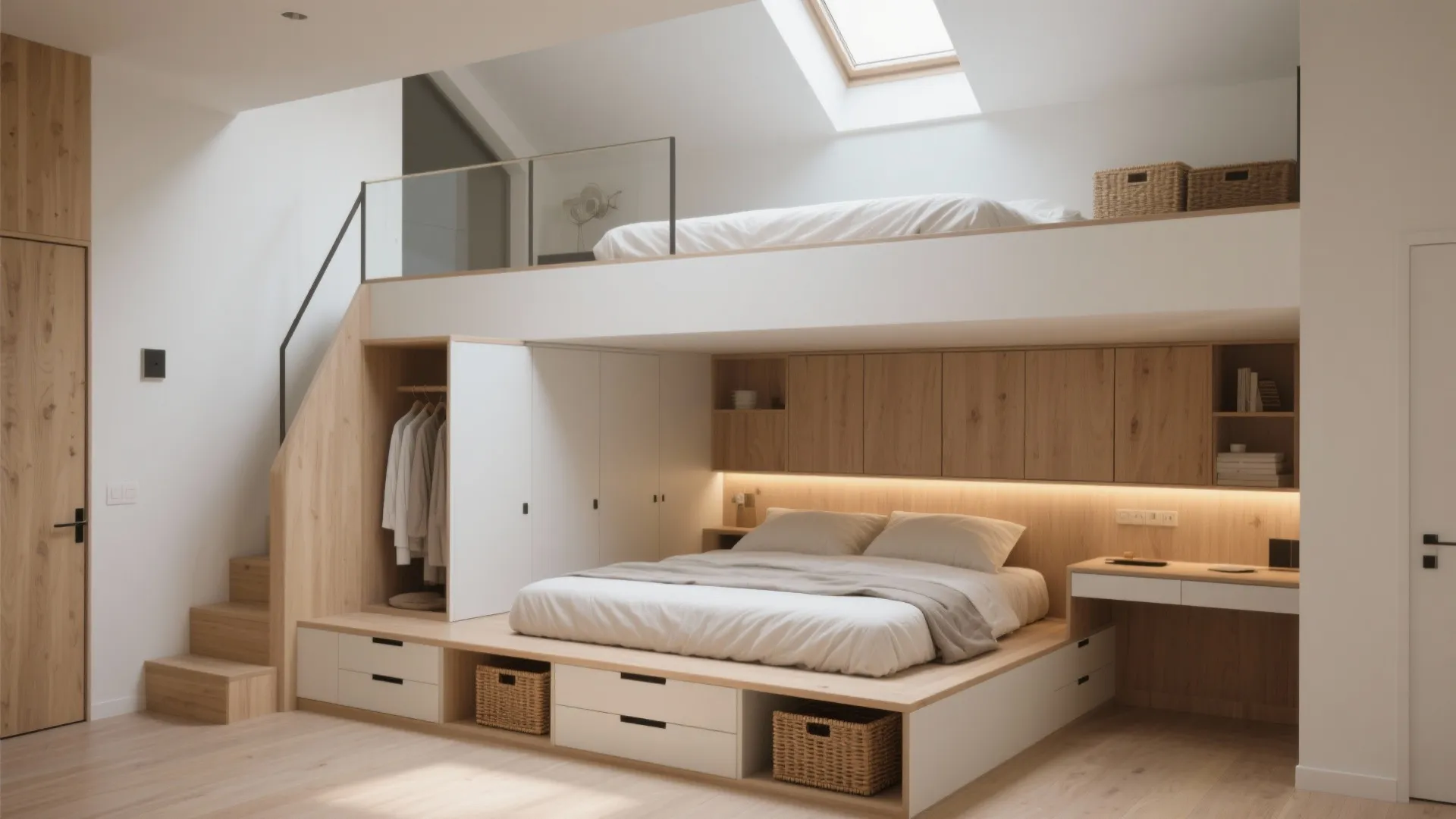 1. Mezzanine Bed with Built-in Storage