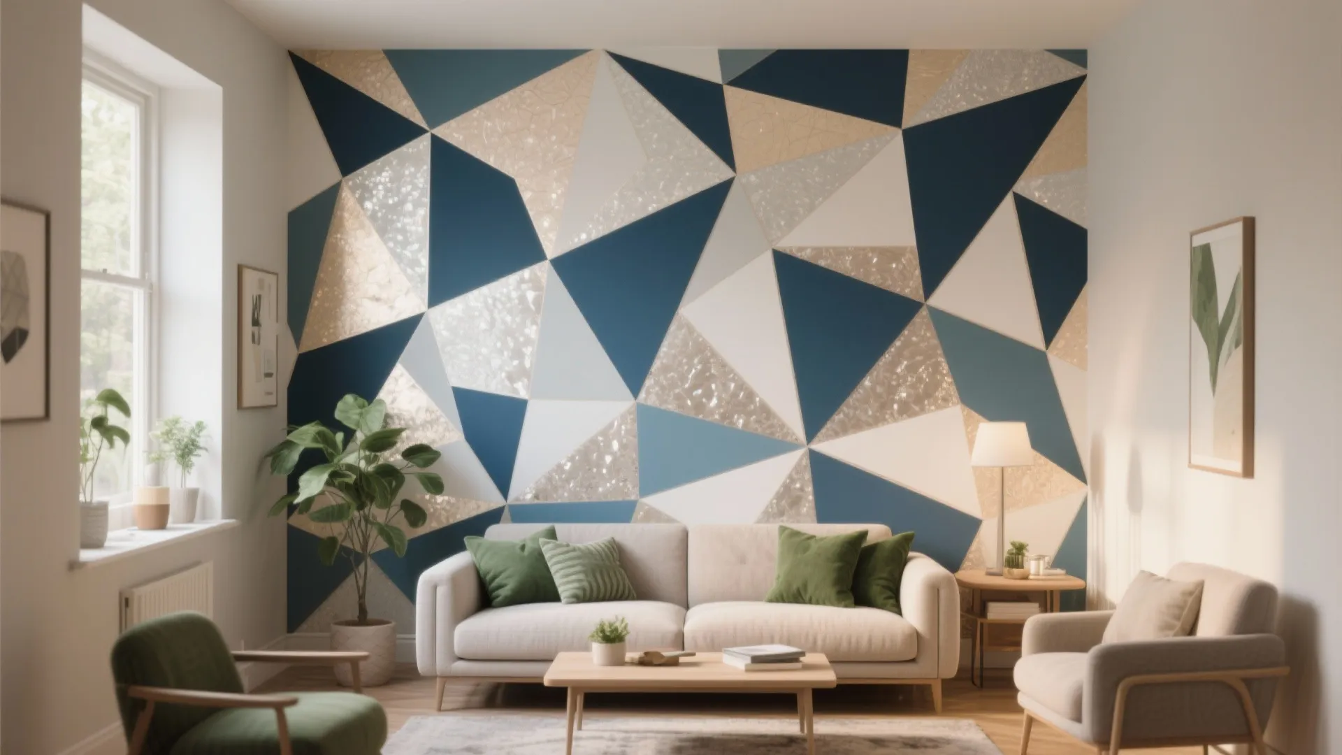 5. Geometric Mica Wallpaper Mural
