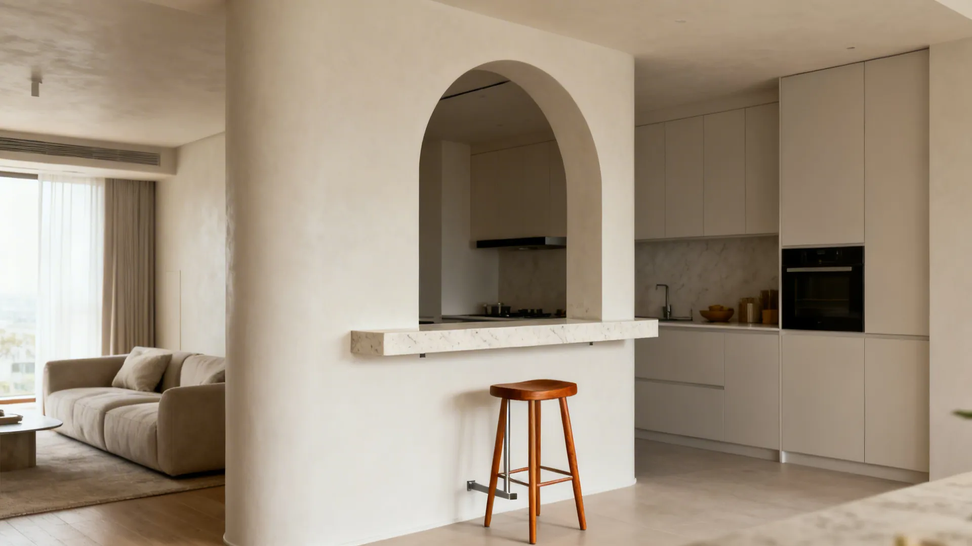 Micro-Arch Breakfast Window with Marble Sill
