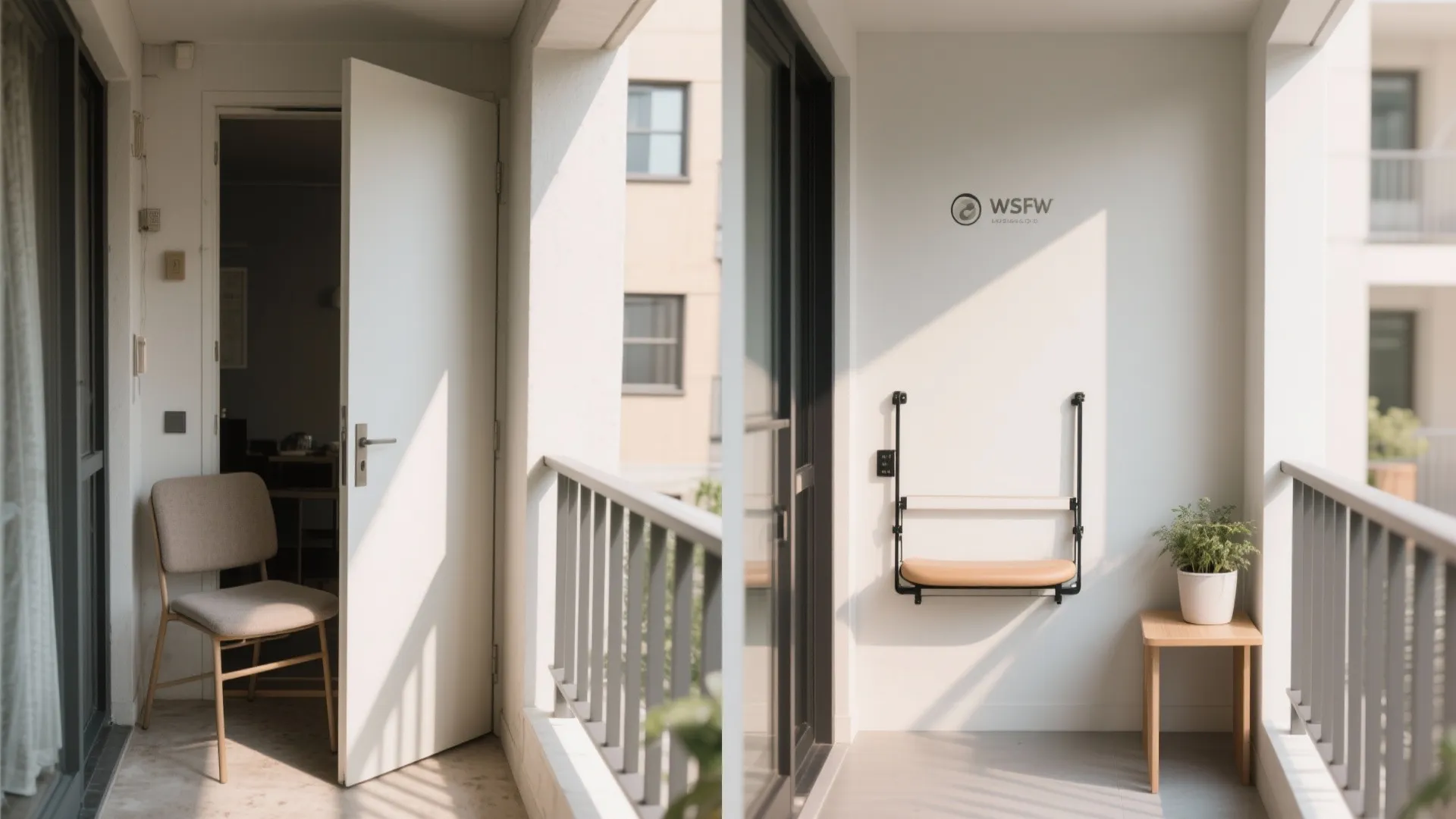 Minimalist foldaway seating for micro balconies