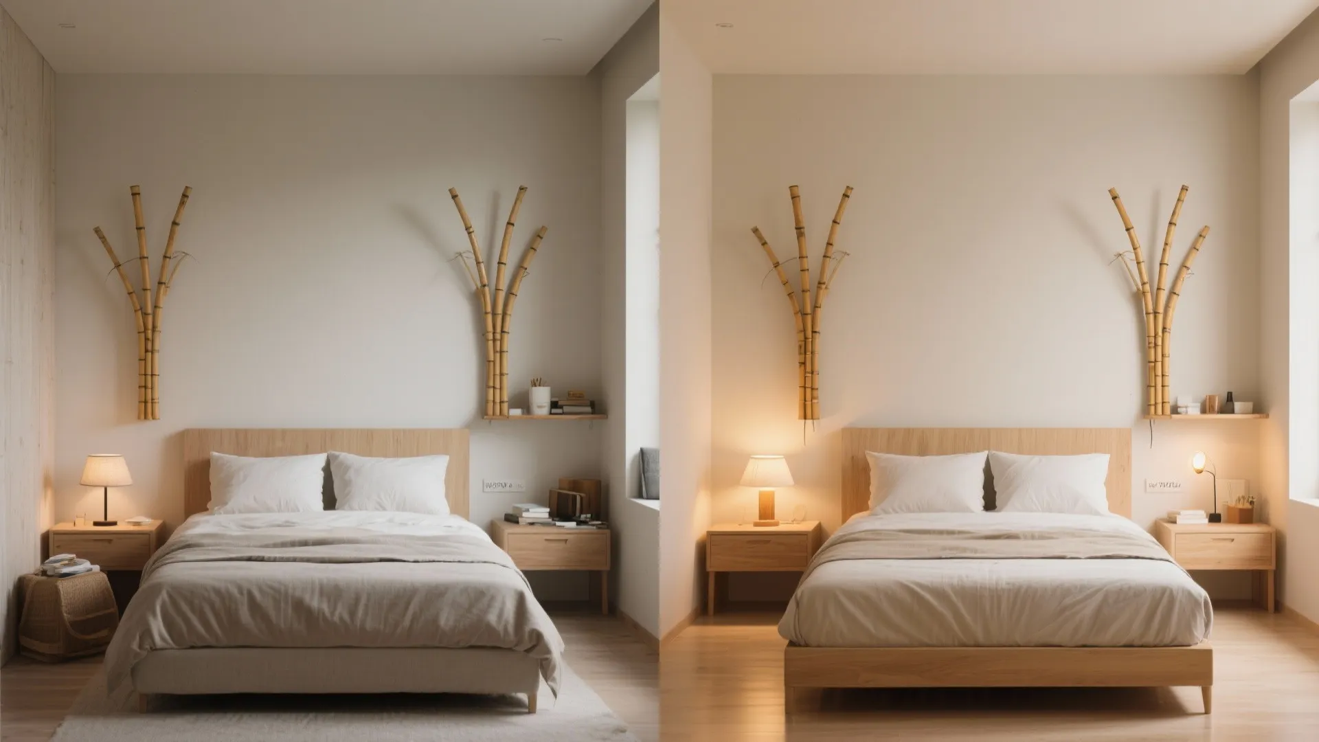Statement Twin Sconces as Art (No Headboard, No Problem)