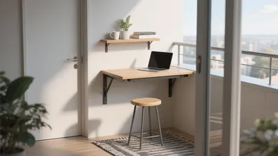 Compact Balcony Home Office Setup