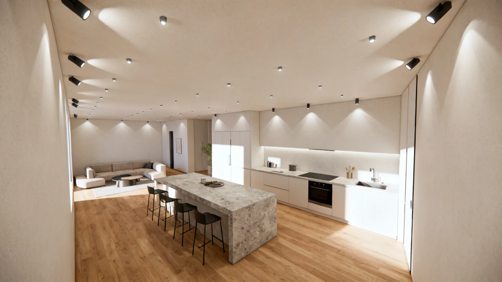 Minimal Monolithic Gypsum with Micro-Downlights