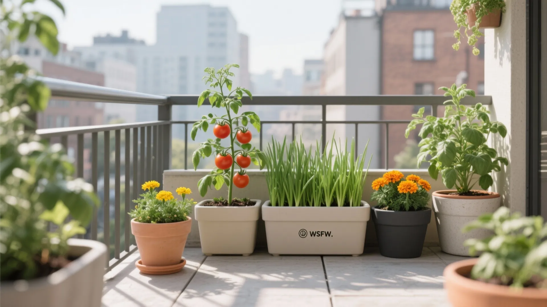 5) Micro-edible garden with modular planters and color control