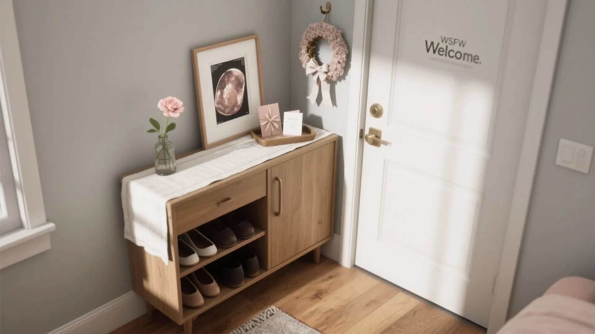 Micro entryway welcome vignette for small homes
