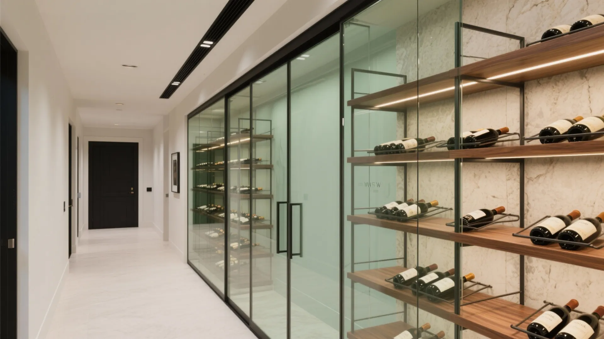 Minimalist Glass Enclosure for a Micro Cellar