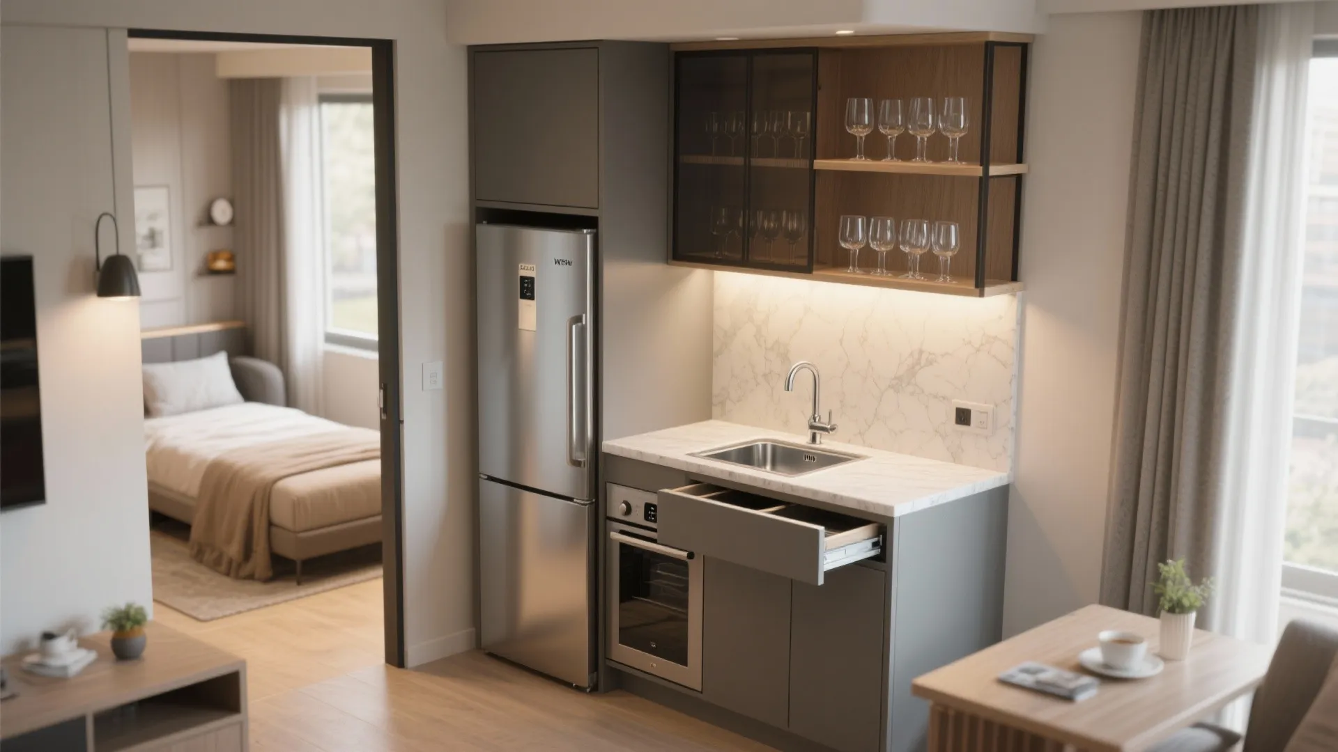 5. Micro-kitchen or wet bar for mixed use