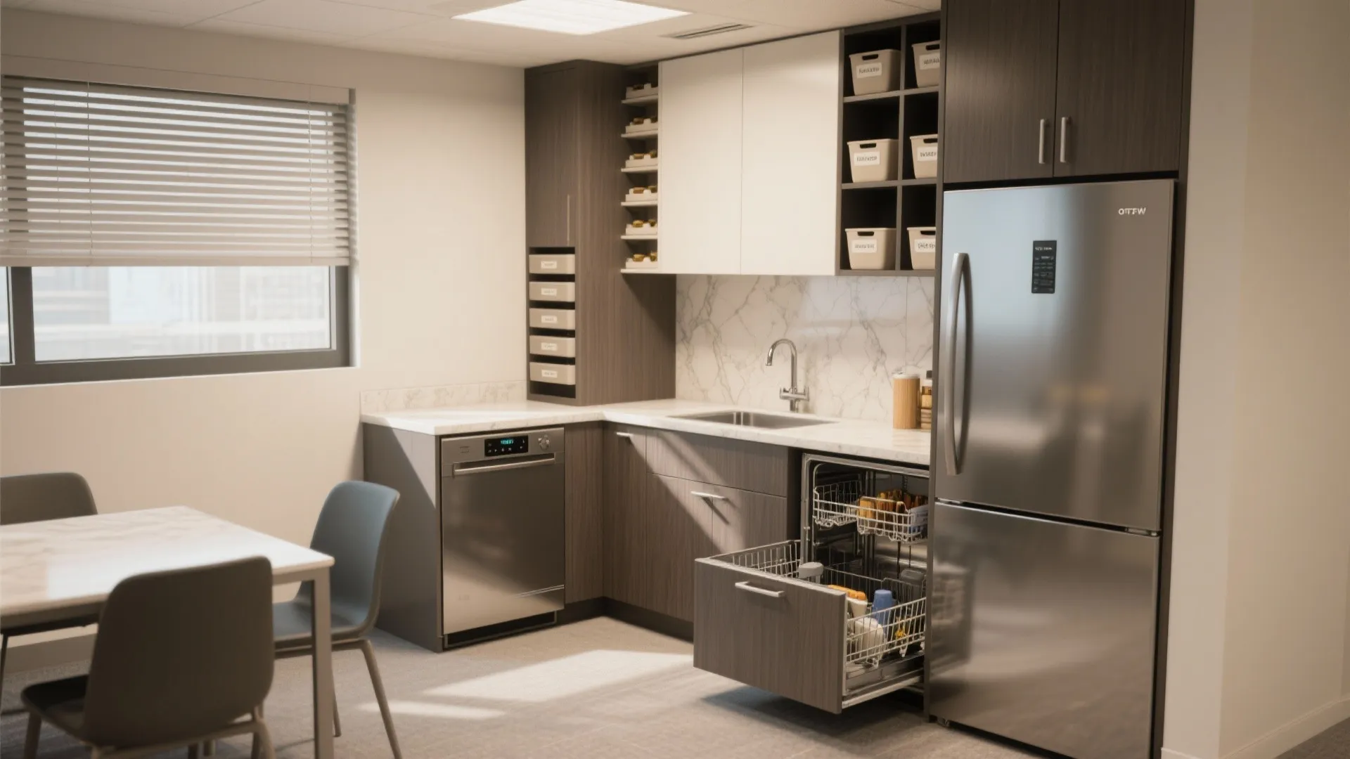 5. Micro-kitchenette with clever storage