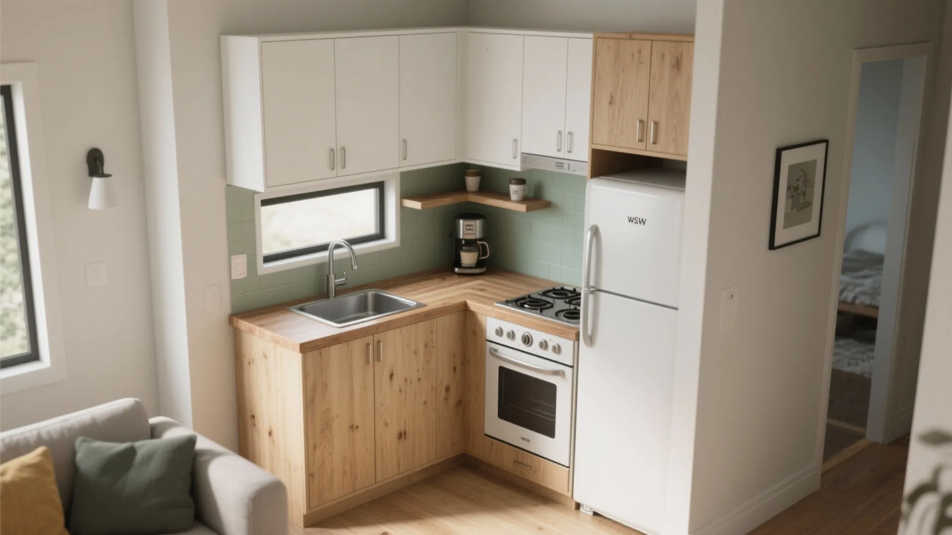 Smart L-shaped micro-kitchen