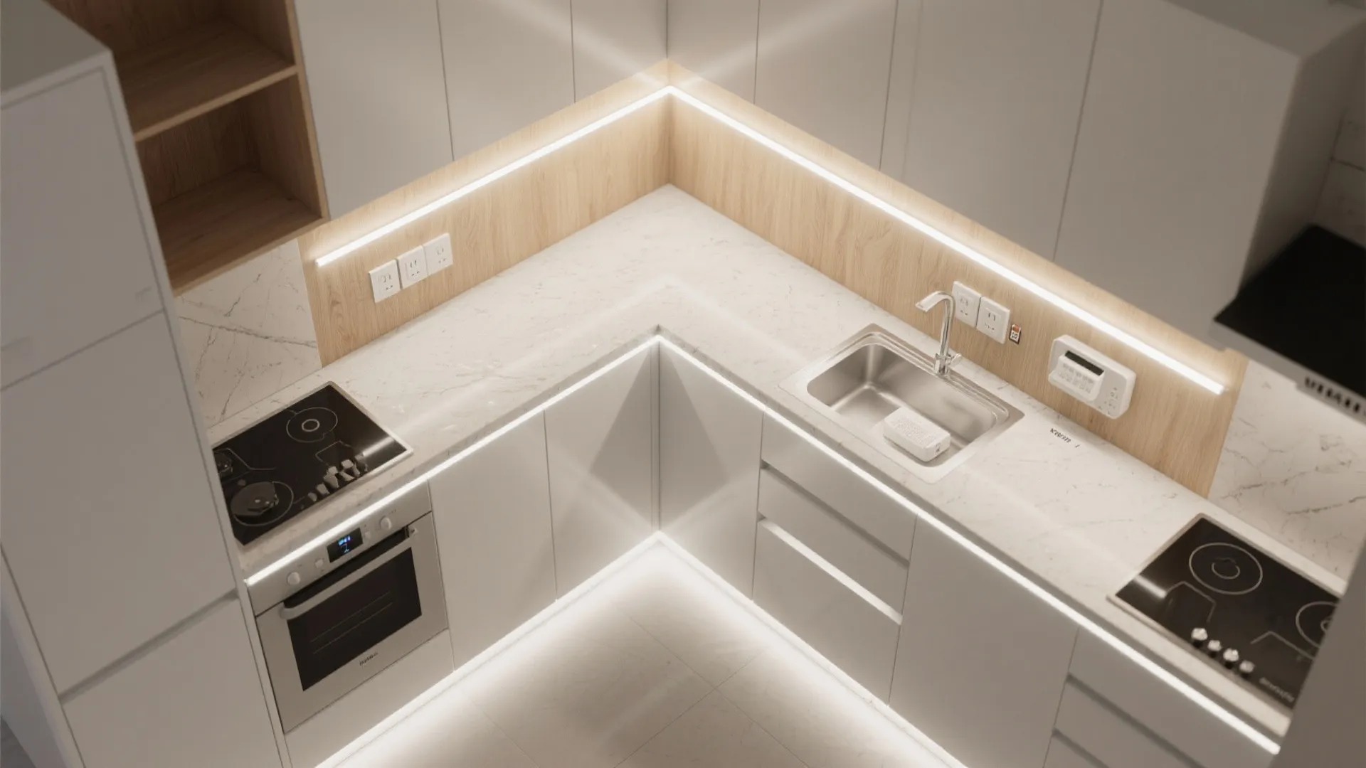 Under-Cabinet and Toe-Kick Lighting for Micro Kitchens