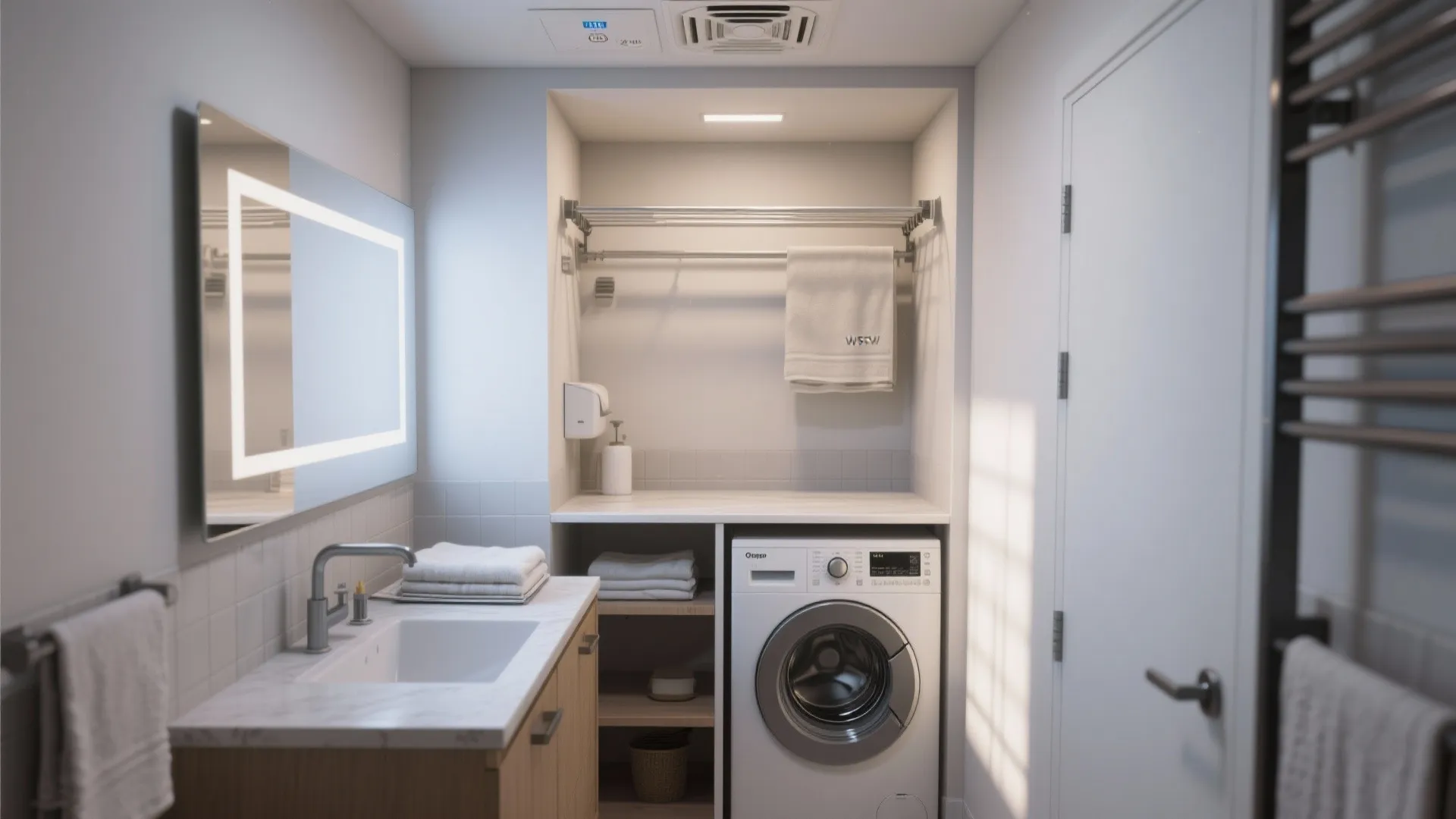 5. Create a micro-laundry nook with smart ventilation