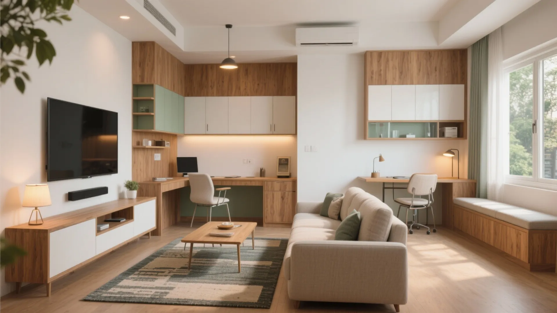 Micro-Zoned Living Room with Smart Storage