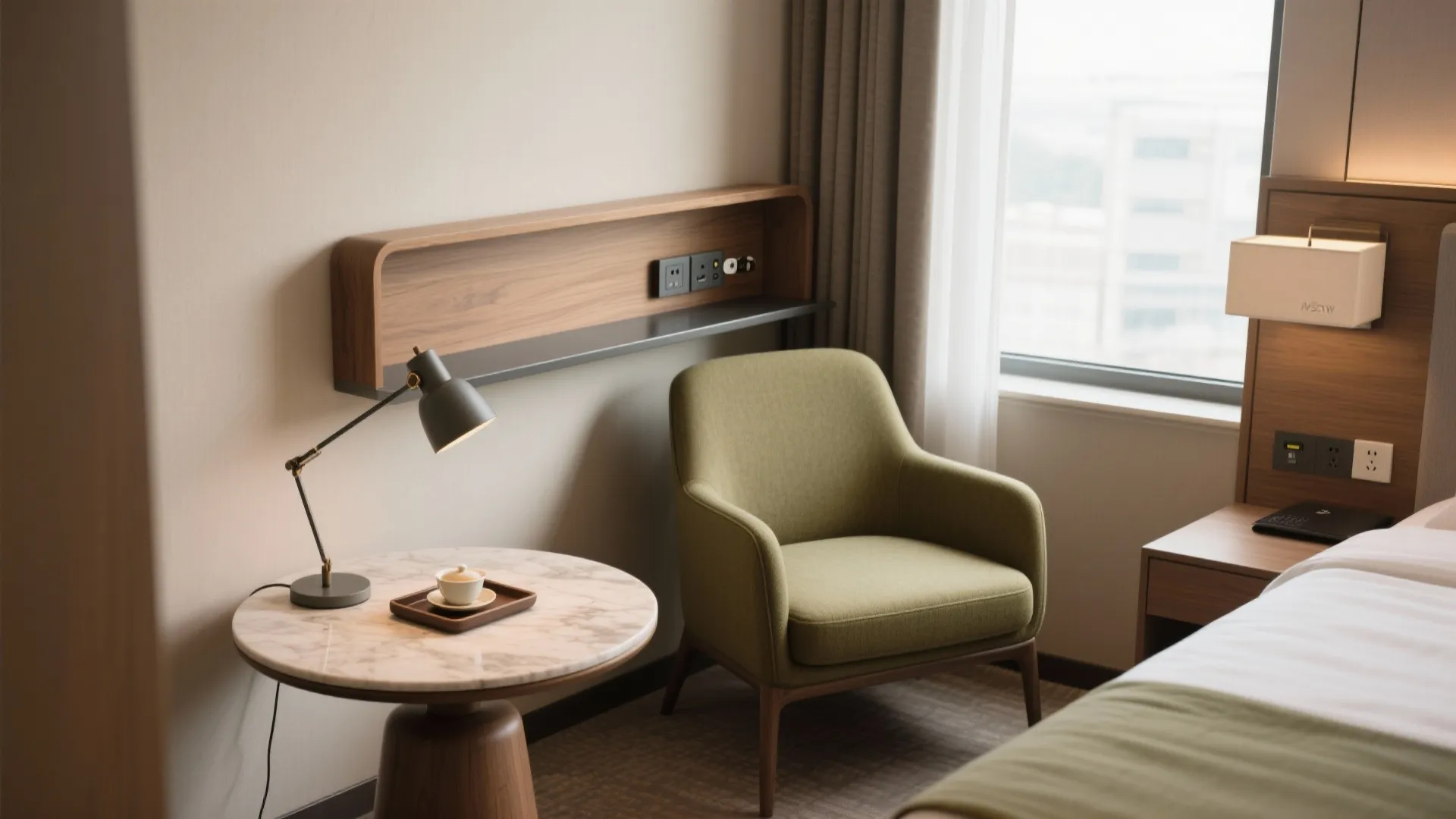 A micro‑lounge for work and wind‑down