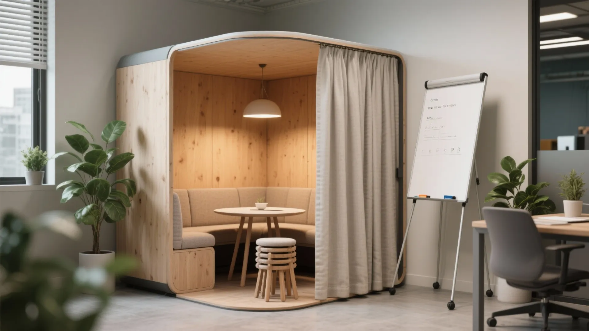 5. A micro-meeting nook that disappears