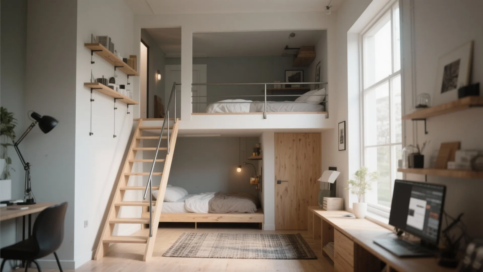 5. Micro-Mezzanine with a Ship-Ladder or Slim Staircase