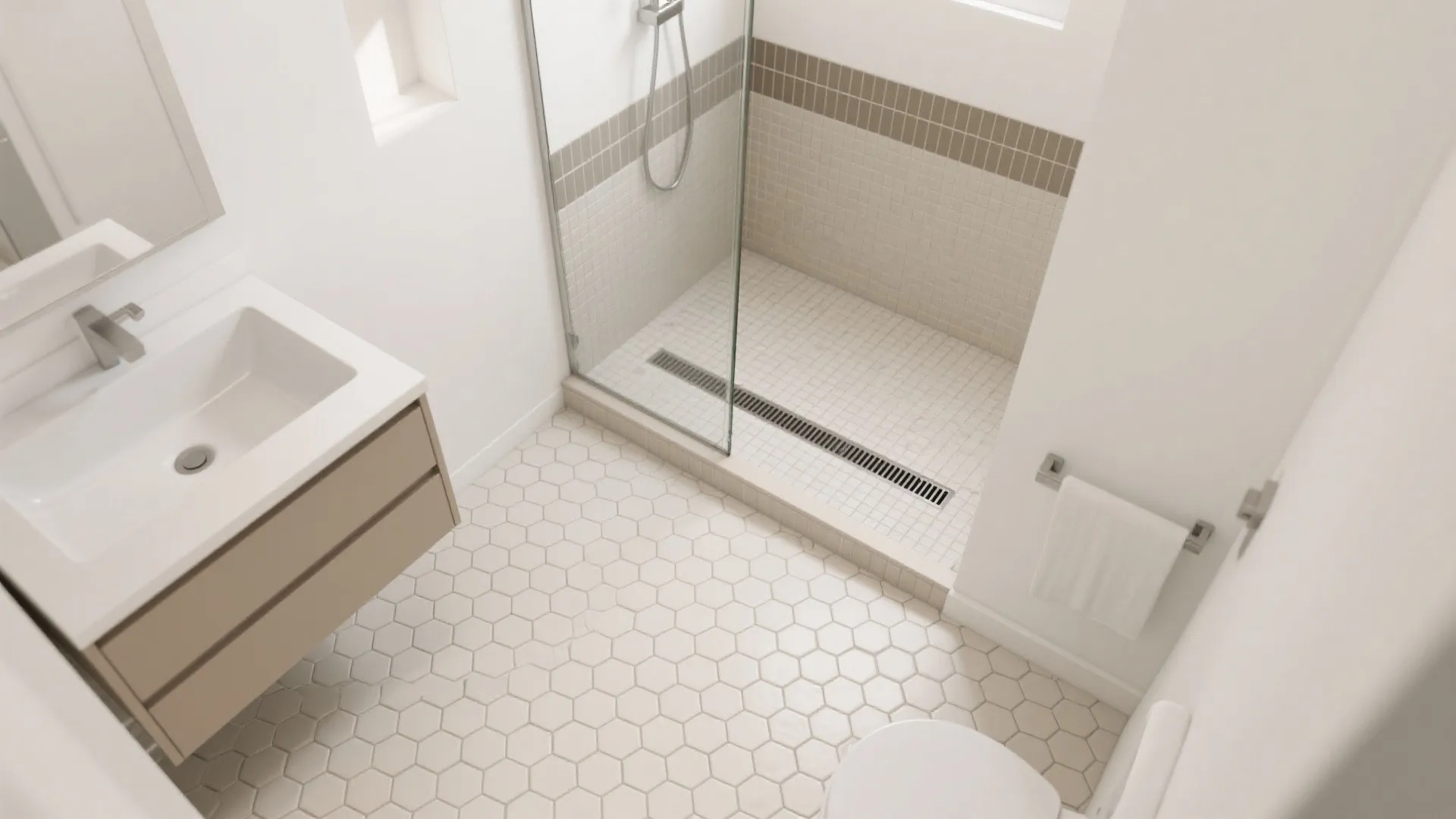 Micro-mosaic floors with color-block zoning