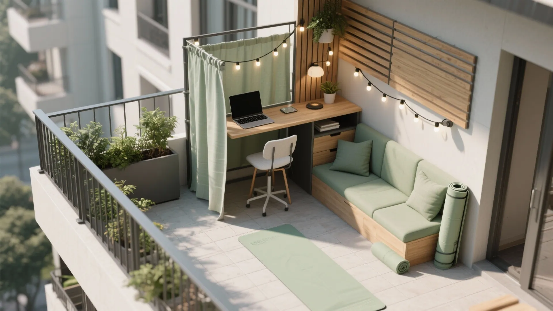 Micro-Office or Yoga Nook with Privacy and Shade