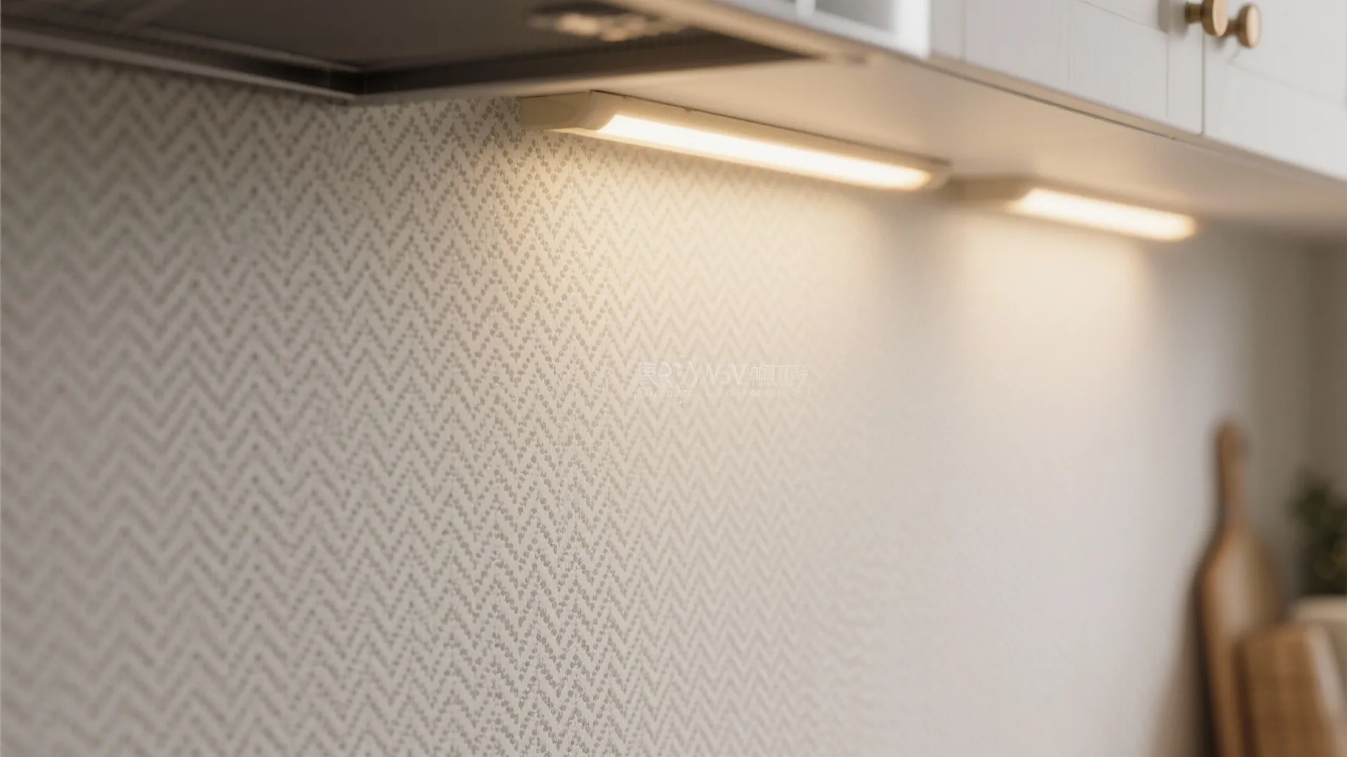Statement Sconces with Micro-Pattern Wallpaper