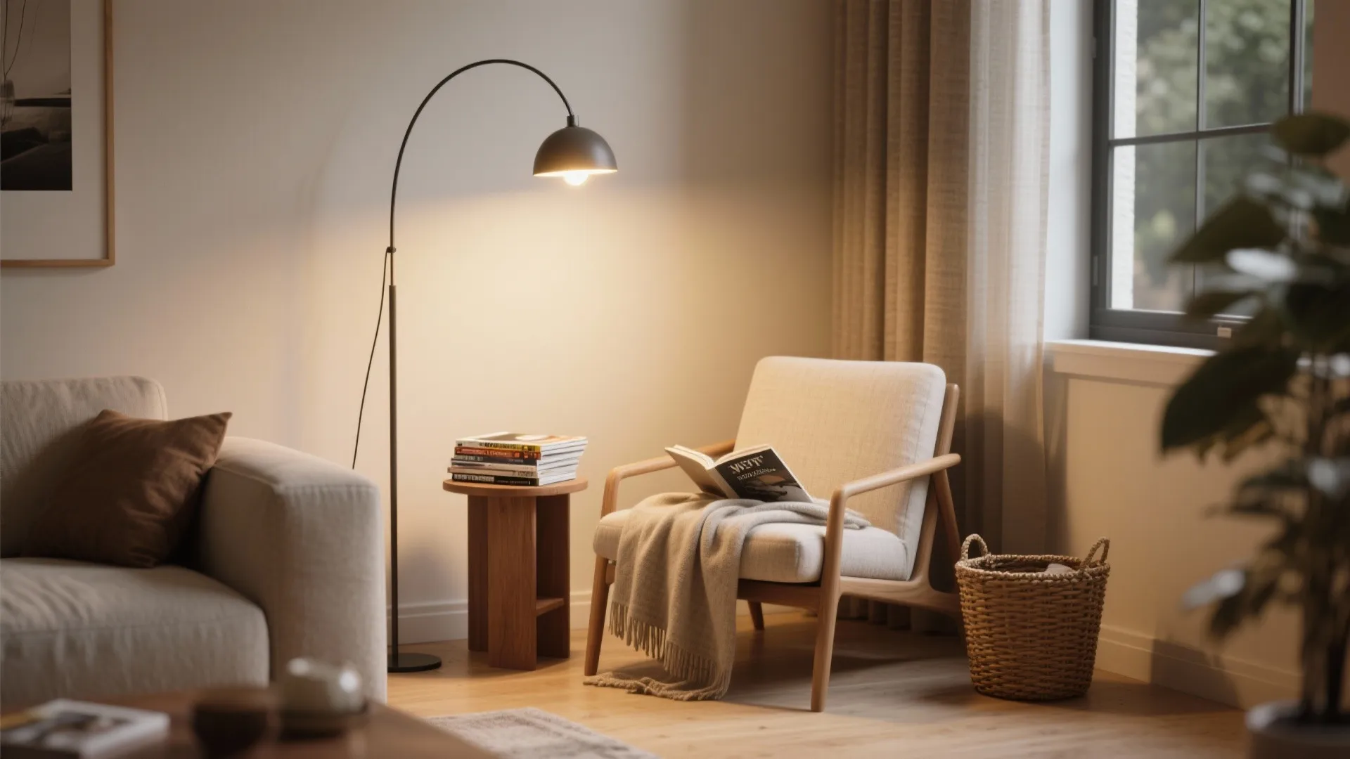 2. Cozy micro reading nook with a slim chair