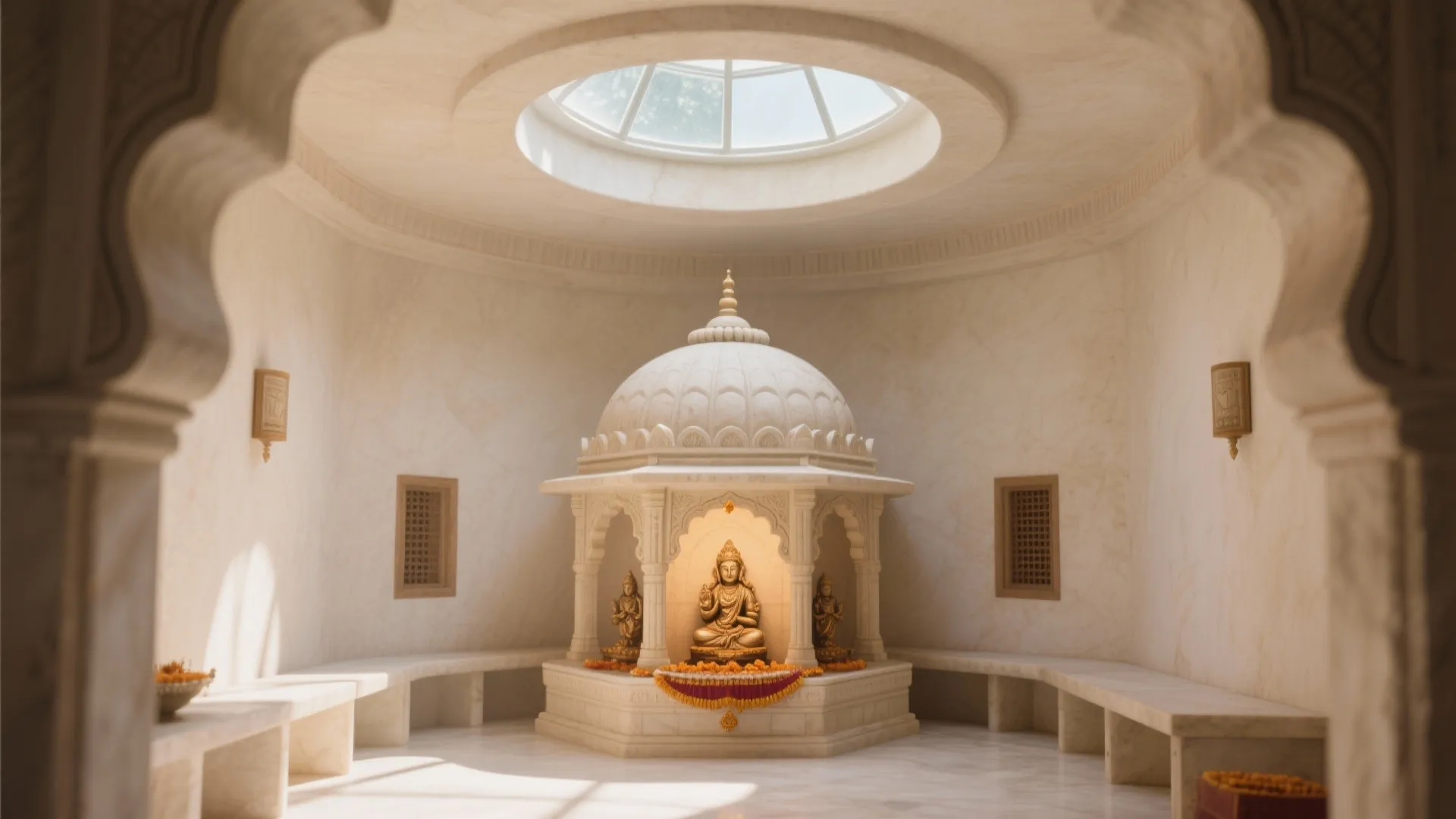 Domed micro-shikhara with skylight wash