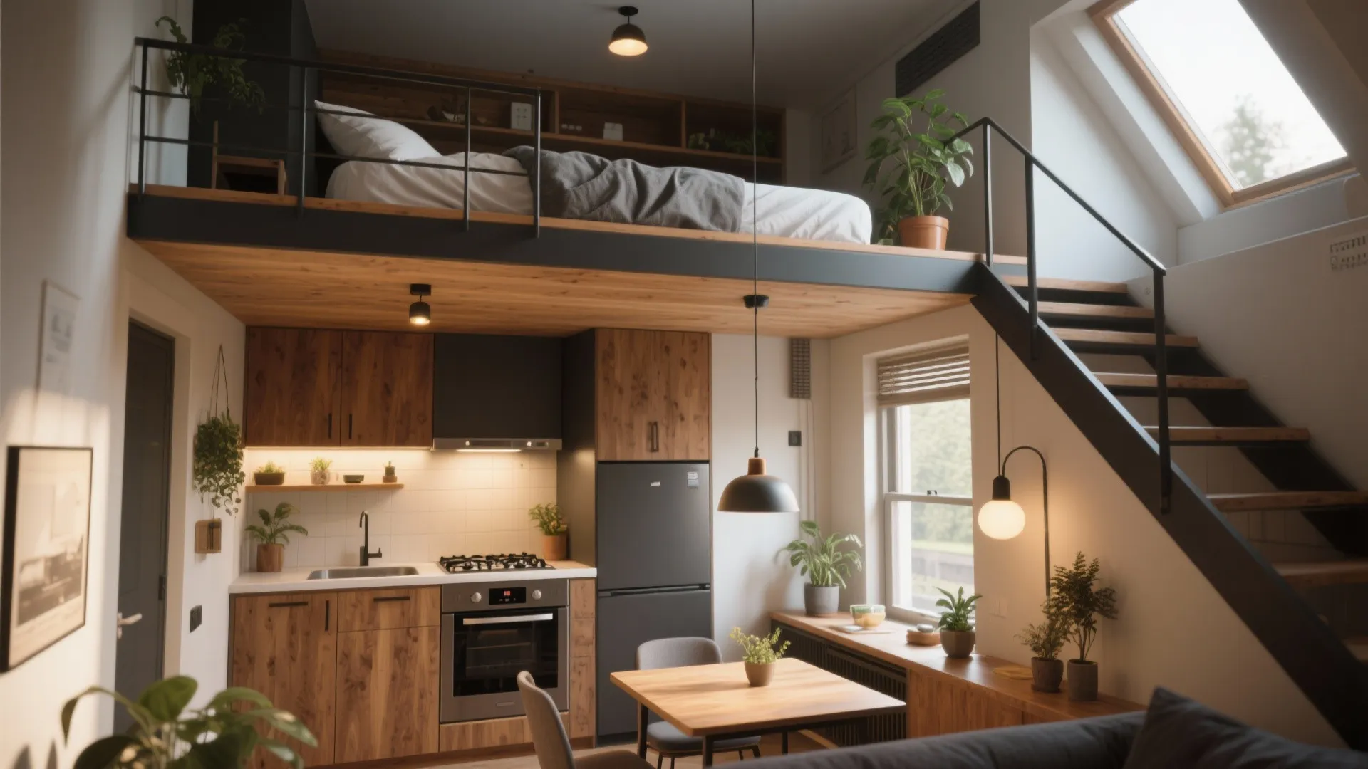 5. The Micro-Studio with Kitchen Overlook