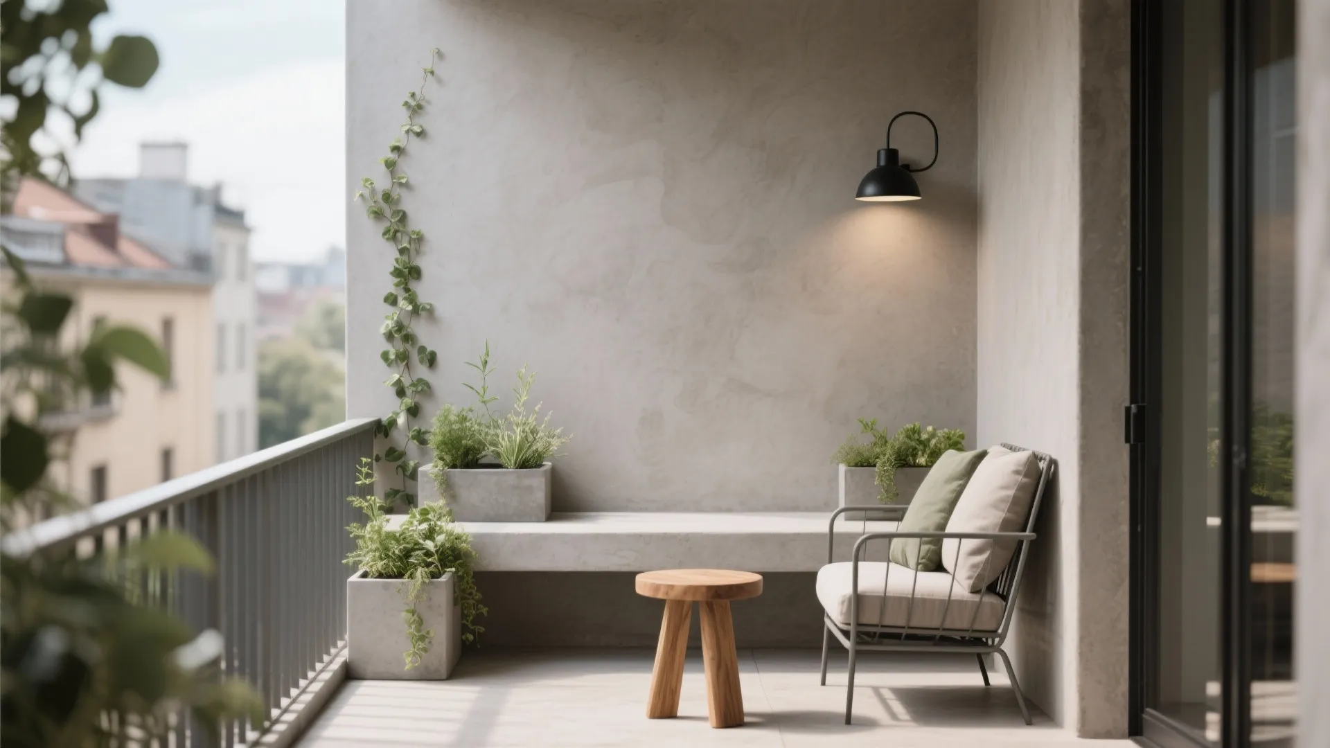 Smooth Microcement for a Refined Balcony Wall