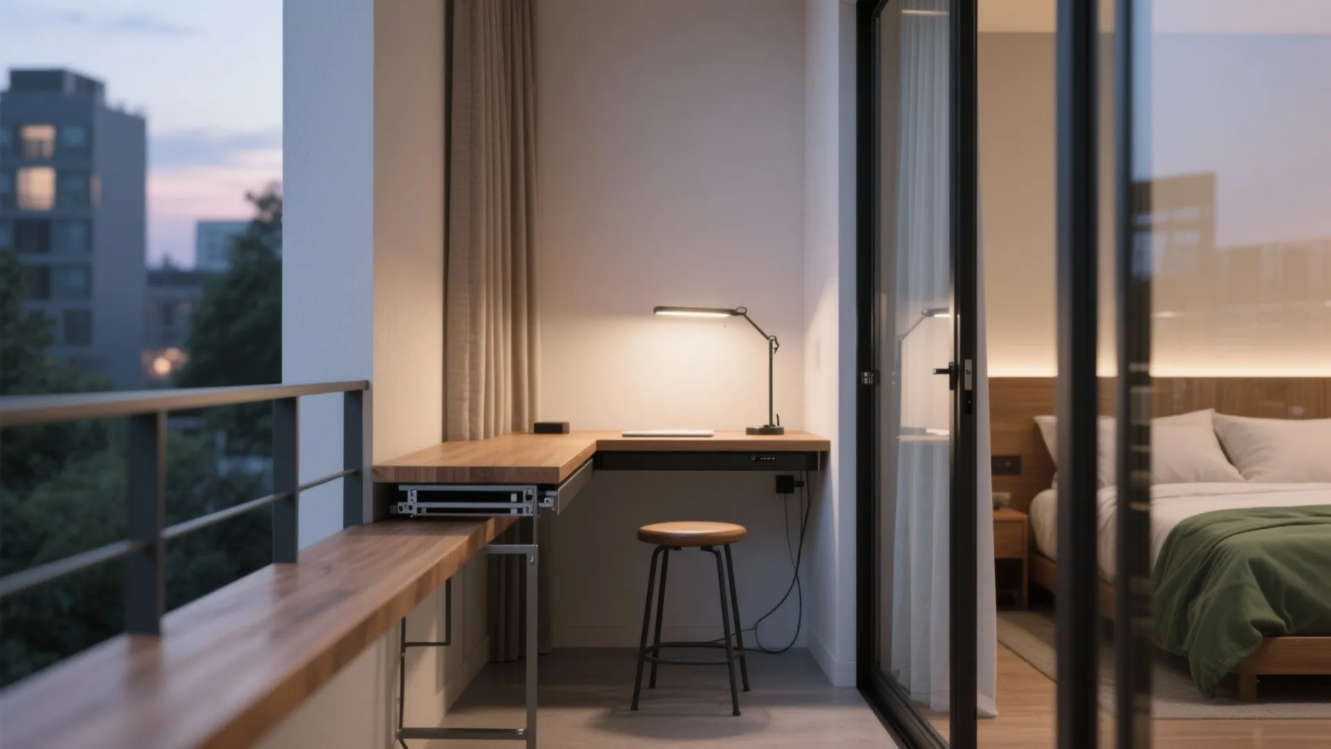 A Dual-Purpose Micro Workspace on the Balcony