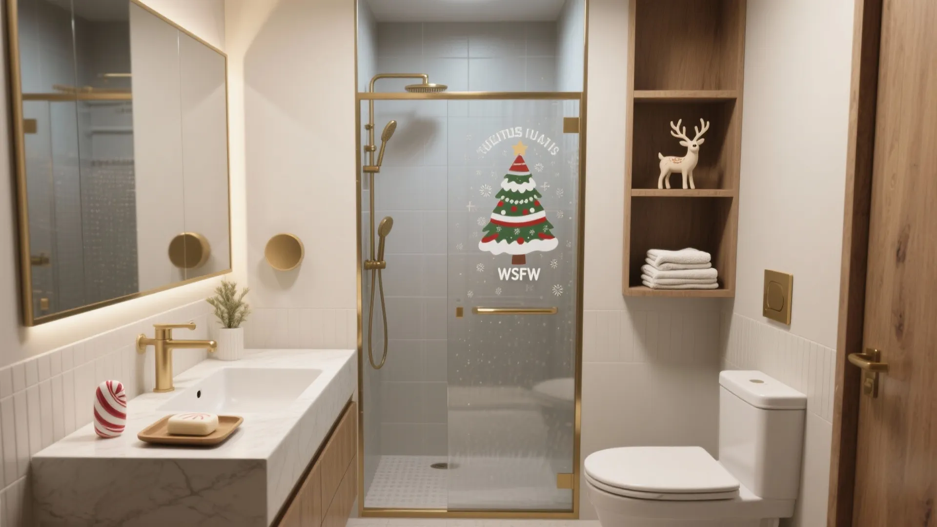 Compact Theme Zones: Vanity, Shower, and Shelf