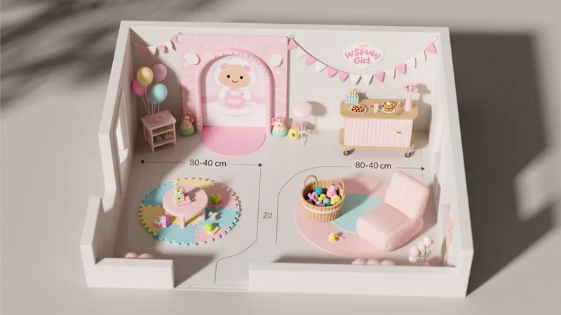 Sweet Pink Kids Playroom with Modular Zones