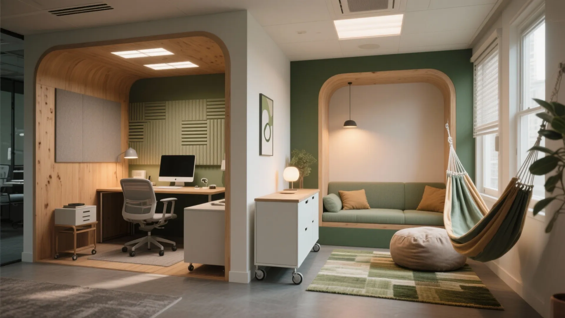 1. Flexible micro-zones (work, focus, relax)