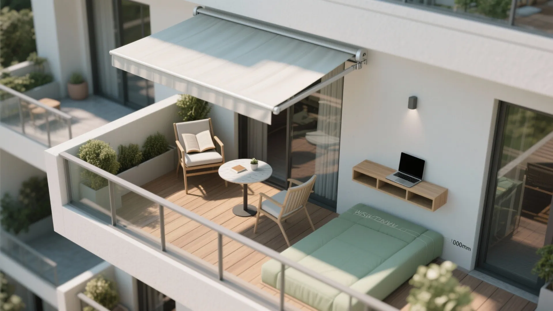 Micro-Zones: Shade, Dining, and a Petite Workspace