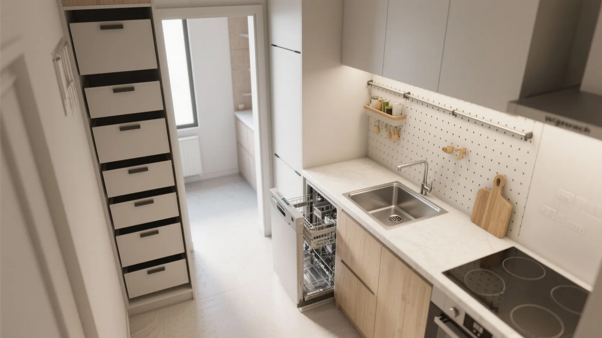 Vertical Storage and Slim Appliances for Micro-Zones