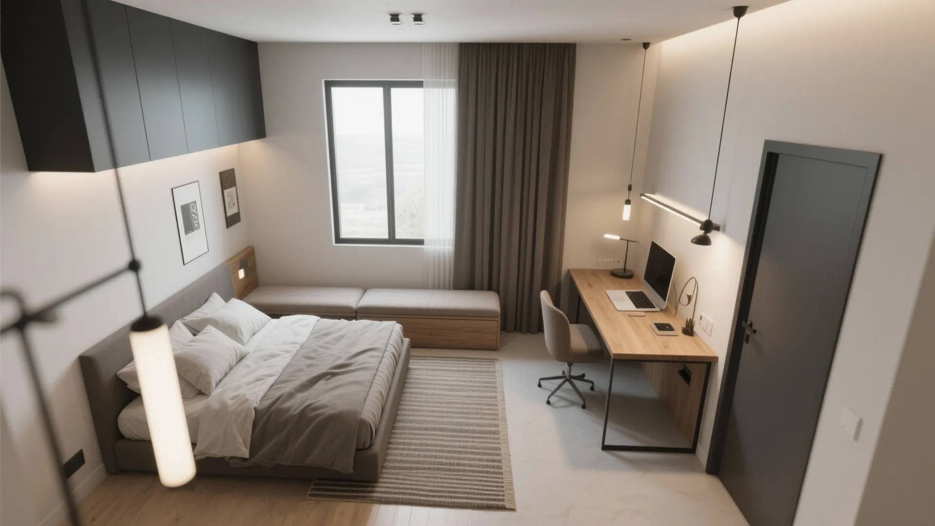 Micro-Zoning: Bed, Desk, and Lounge Without Walls