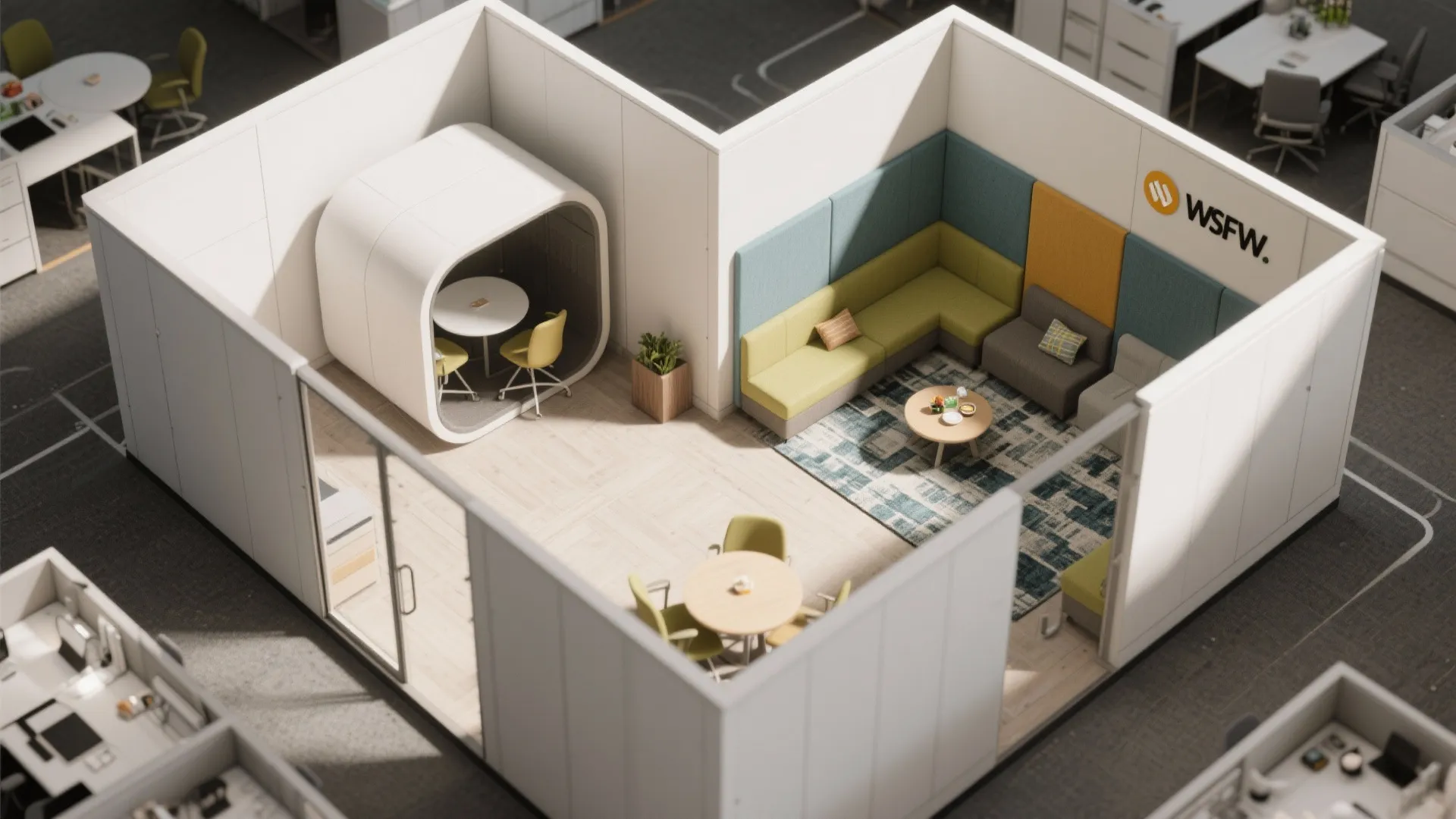 3. Micro-zoning: create focus, meeting and break areas