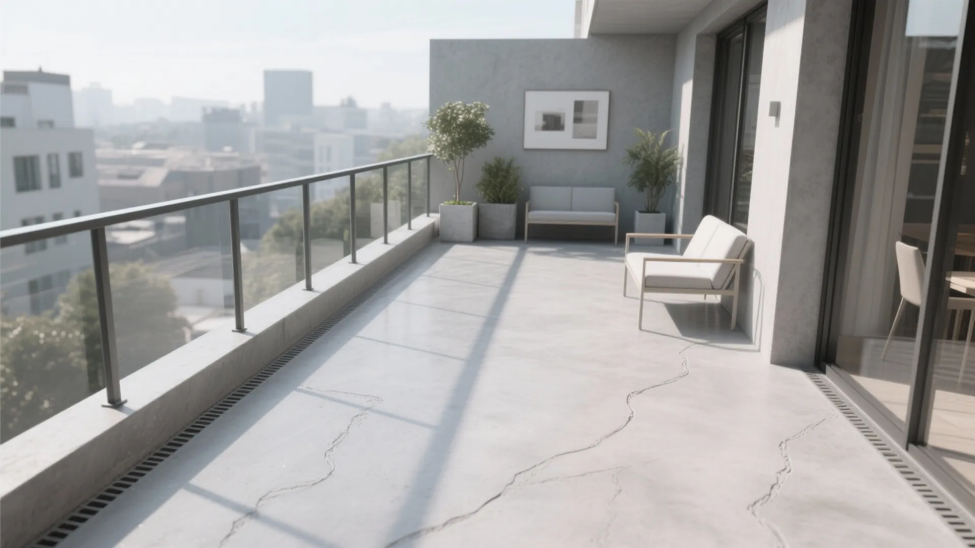 Outdoor-rated microcement for a seamless look