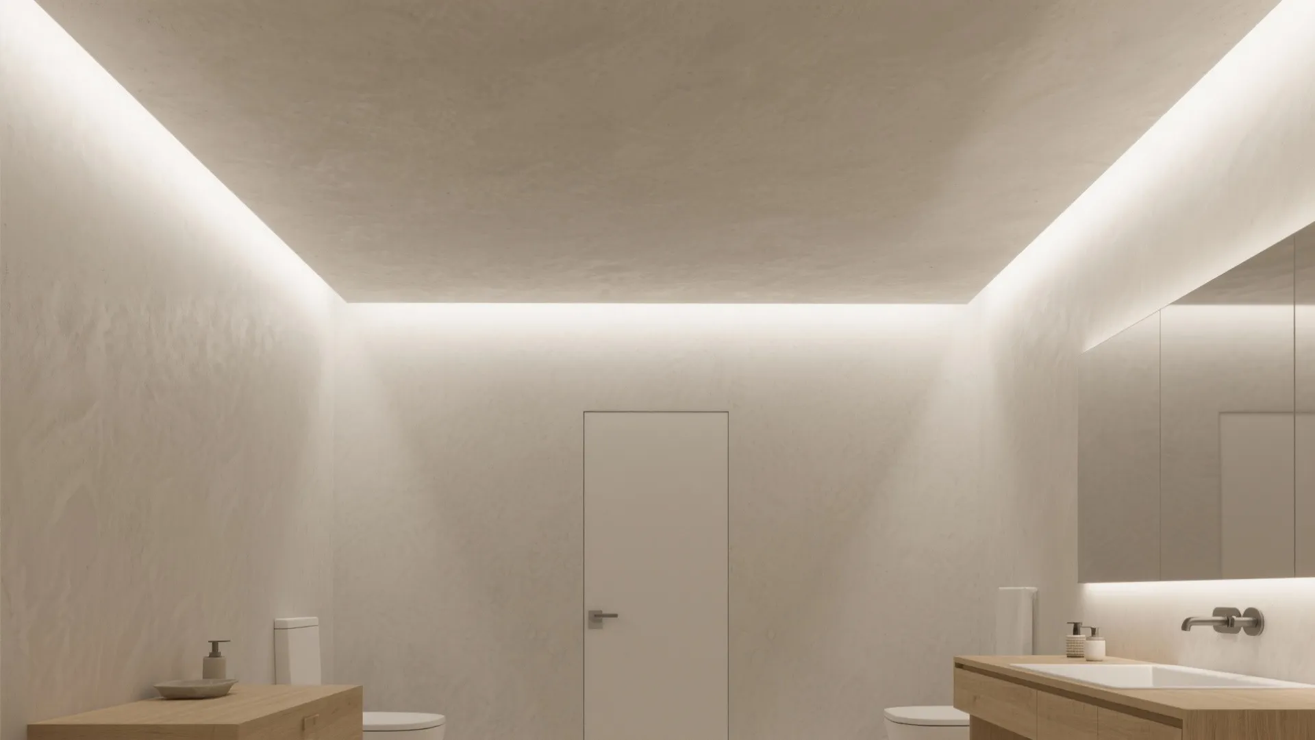 Minimalist, Moisture-Proof Ceiling (Microcement + Mineral Paint)