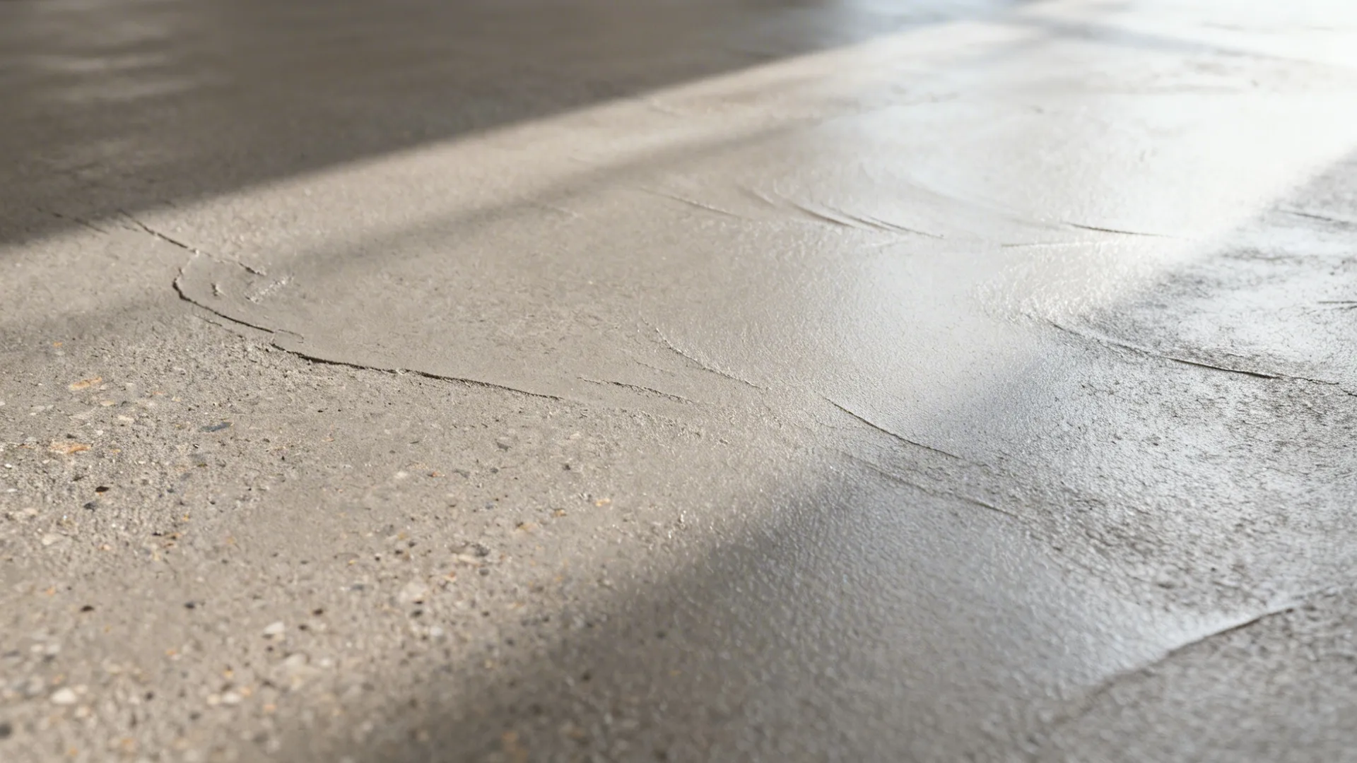 Macro of warm-gray microcement with subtle trowel texture and satin sheen.