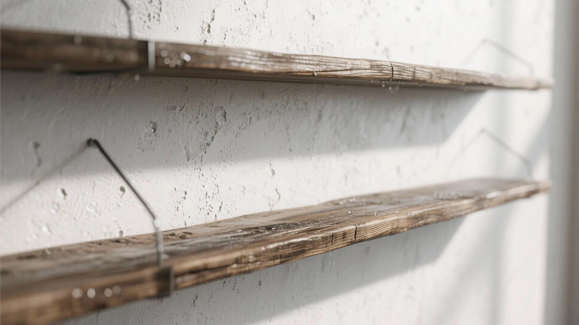 3. Textured Play: White Micro-Cement + Reclaimed Wood