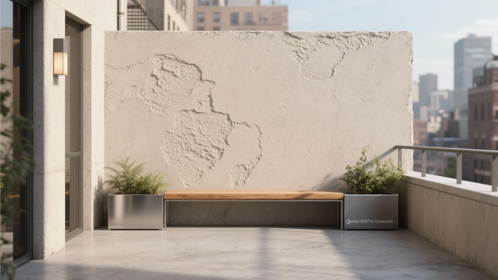 Textured microcement and sculpted finishes