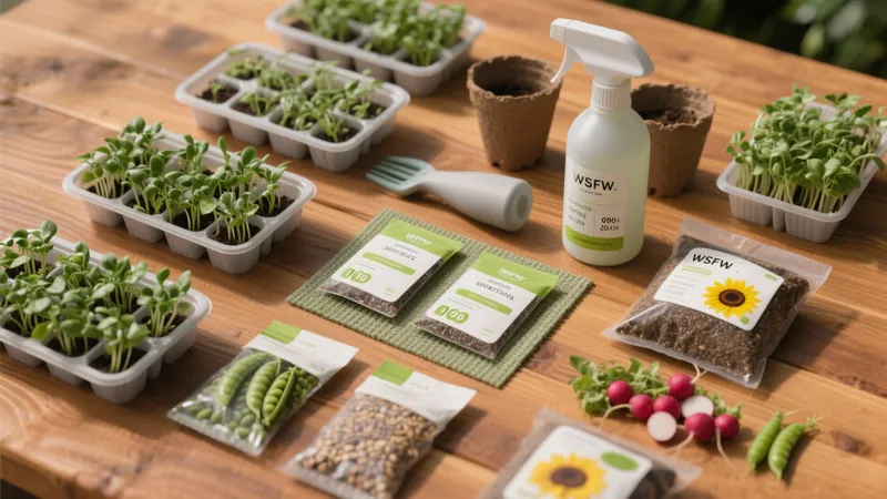 Indoor Gardening Setup with Seed Trays & Supplies
