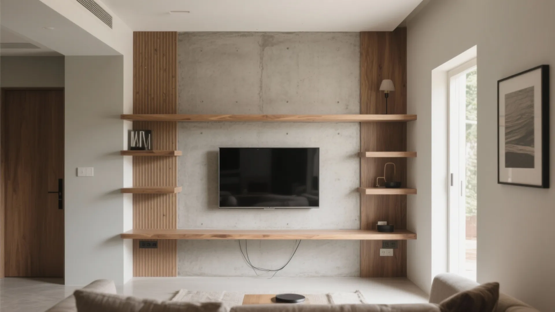 Polished Microtopping Cement Media Wall